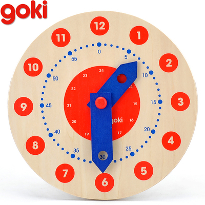 德国goki木质时钟板幼儿早教认知教具 儿童益智玩具 宝宝时间学习