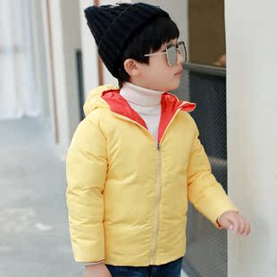 反季儿童羽绒服男童女童两面穿韩版短款外套纯色秋冬保暖宝宝童装