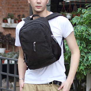 韩版男帆布双肩包高初中学生书包结实便宜户外旅行运动背包竖款潮