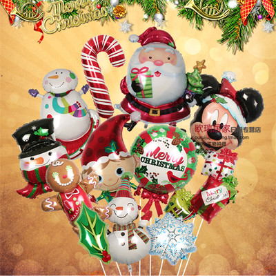 圣诞铝箔气球 圣诞节场地装饰布置 圣诞老人雪人麋鹿气球派对