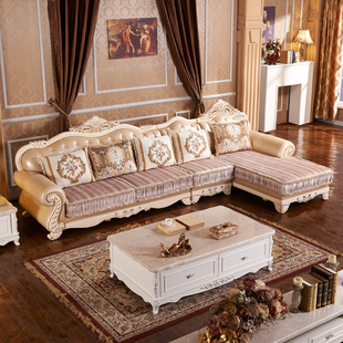 巢木 欧式皮配布沙发 贵族沙发转角沙发 欧式沙发组合新款特价