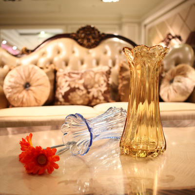 娜祺 现代彩色玻璃花瓶花器 富贵竹百合插花家居摆件 餐桌花瓶