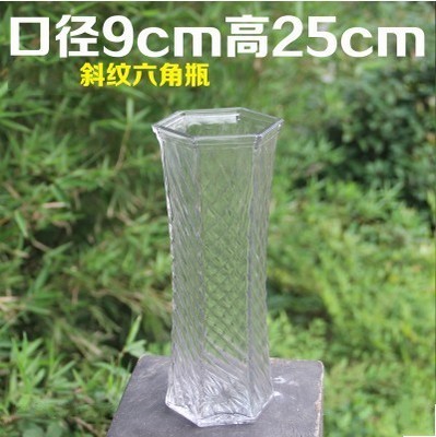 【天天特价】六角花瓶花盆水培植物富贵竹透明玻璃花瓶包邮