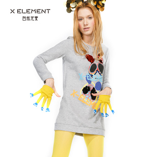 【商场同款】自然元素2015冬装新款圆领熊猫超人女装长袖T恤