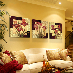 客厅装饰画现代简约三联无框画复古欧式沙发背景墙画卧室壁画挂画