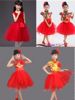 2015儿童表演服演出服新款女童公主裙套装儿童婚纱礼服蓬蓬舞蹈裙