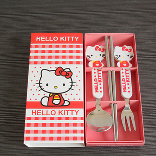 韩国不锈钢卡通儿童餐具 学生筷子勺子餐具礼盒套装礼品