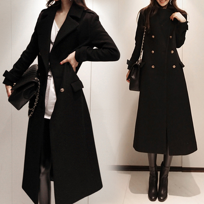 2015冬装新款女装羊毛呢子外套女中长款修身加厚超长双面羊绒大衣