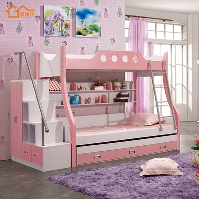 儿童床上下床高低床组合彩色床上下床环保1.2米儿童母子床JM856