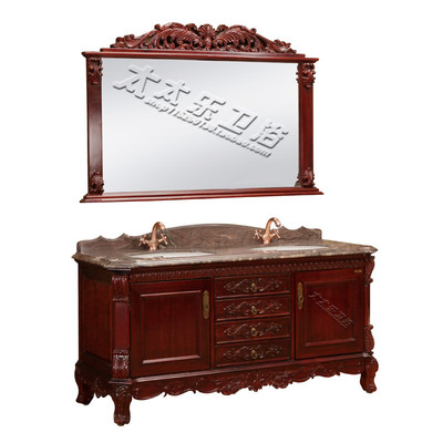 欧式浴室柜组合红橡木开放漆洗漱台纯实木雕花卫浴镜柜洗脸面盆柜