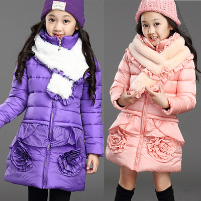 童装女童冬装儿童外套2015冬季新小孩棉衣羽绒棉服大童中长款棉袄