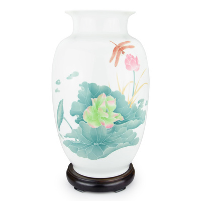 古典纯手工工艺品醴陵釉下五彩瓷和和美美41CM冬瓜瓶陶瓷花瓶