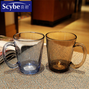 Scybe喜碧格里斯把手杯彩色玻璃杯套装牛奶杯茶杯家用杯6只300ml