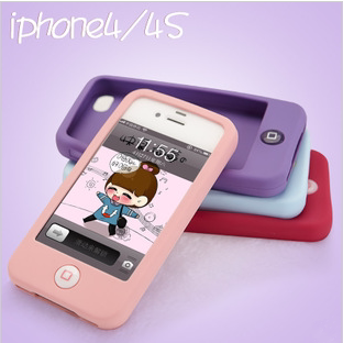聪明豆 苹果4s手机壳 iPhone4S硅胶套苹果4 糖果保护壳 送塞送膜