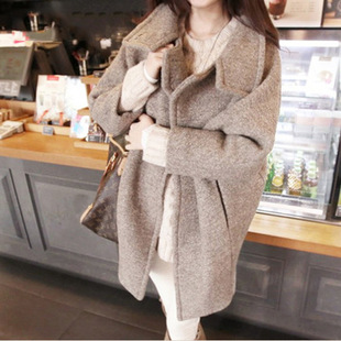 2015新品欧货明星衣橱韩版呢子女装 纯色斗篷中长款毛呢外套大衣