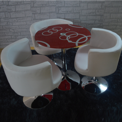 咖啡台 红白 小圆桌 一桌三椅 大号椅子 组合 时尚简约 新品包邮