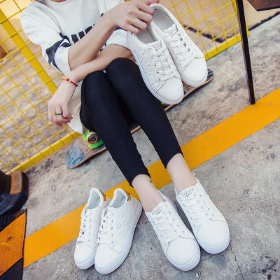 秋季新款小白鞋女学生低帮新款系带厚底百搭板鞋韩版休闲运动鞋潮