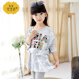春秋季新款2015童装女童秋装大童儿童长袖套装两件套女孩衣服韩版