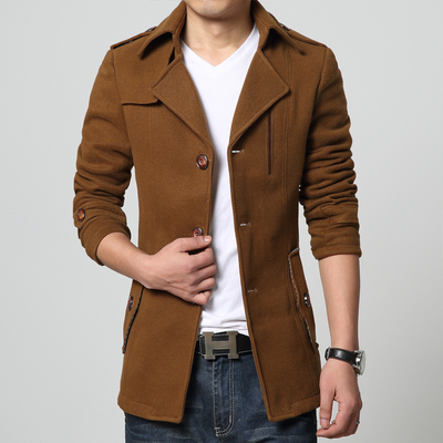2015新款韩版潮修身休闲服呢子短款大衣秋冬毛呢男装英伦风衣外套