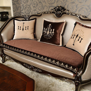 简约欧式皮沙发垫美式沙发坐垫定做奢华现代毛绒布艺防滑四季垫套