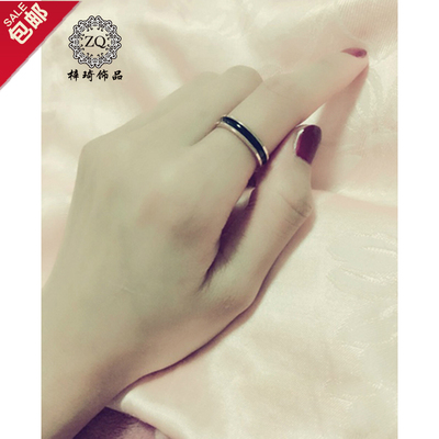 钛钢18k玫瑰金韩版时尚陶瓷情侣男戒指女对戒食指环尾戒配饰