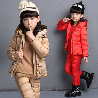 2015童装女童冬装11韩版7儿童套装8加厚9女孩保暖加绒三件套10岁