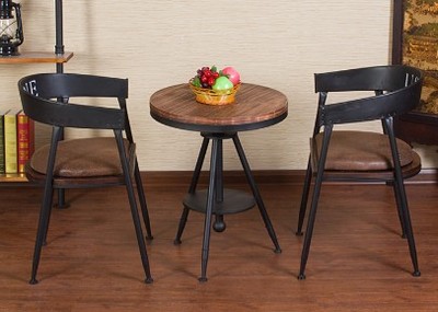 铁艺咖啡厅桌椅套件美式实木茶几阳台户外复古酒吧桌椅子休闲组合