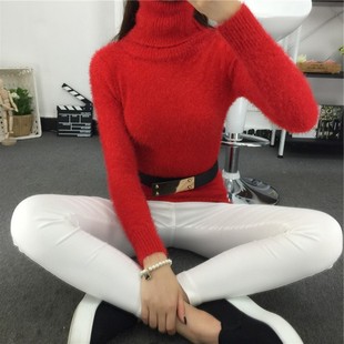 2015冬季韩版休闲新款高领时尚女装马海毛毛衣