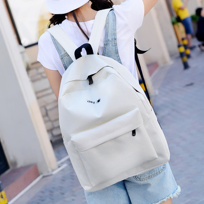 双背包帆布女男日韩版纯色休闲印花高初中学生书包大容量旅行背包