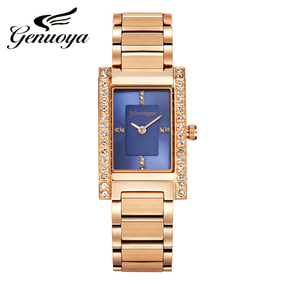格诺雅正品韩国女手表时尚潮流方形玫瑰金手表女休闲钢带品质手表