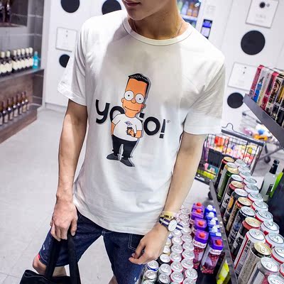 2016卡通95%棉夏季新款男士圆领短袖男T恤潮流图案时尚
