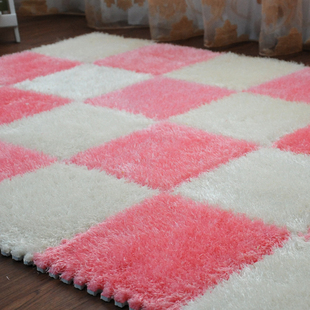 南韩丝拼块地垫 绒面地毯 简约时尚客厅茶几地垫 丝毛拼接 正品