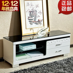 黑白钢化玻璃小户型电视柜简约现代1.2米电视机柜客厅卧房床尾柜