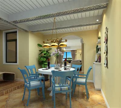 美式田园地中海风格 三居室598套餐家庭装潢设计成都装修施工全包