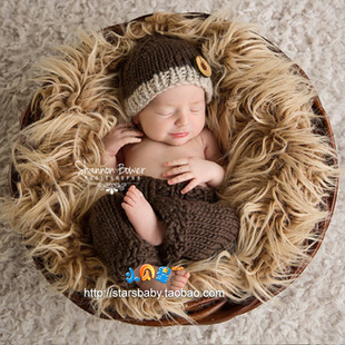 宝宝百天照摄影服装 满月新生儿童拍照衣服超萌造型道具手工毛衣