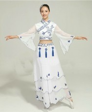 2014新款成人青花瓷演出服女 古典舞现代舞古筝表演服民族服装
