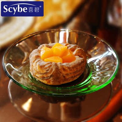 scybe喜碧彩色玻璃盘子4件套早餐盘西餐盘碟子水果盘菜盘18cm直径