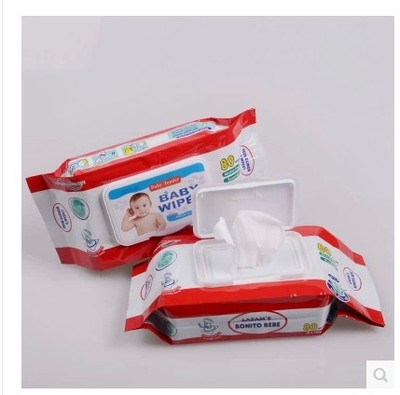 80片婴儿湿巾 护肤清洁湿巾加盖加厚100抽湿纸巾3包起全国包邮
