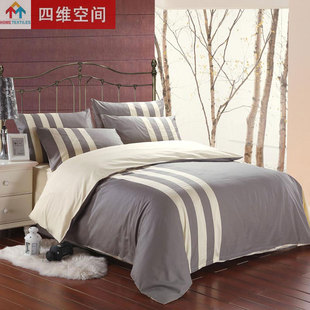 素色全棉运动四件套荷叶边床单纯色简约被套活性家纺斜纹家居用品