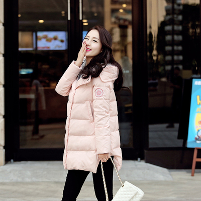 冬装新款2015羽绒棉加厚保暖棉服女韩版中长款连帽棉衣外套潮