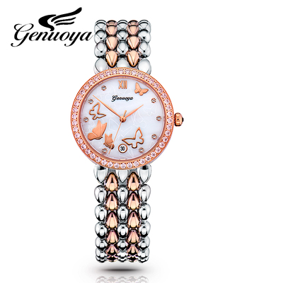 格诺雅正品钢带手表女表时尚潮流水钻石英表复古防水休闲女士手表