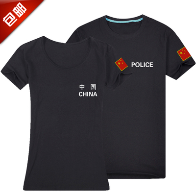 中国t恤 POLICE短袖迷彩t恤 军迷宽松纯棉男女大码t恤特种兵包邮