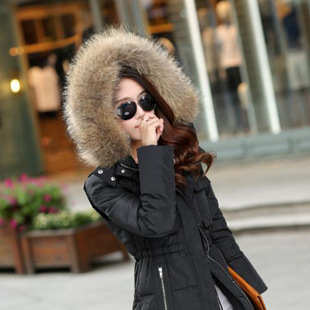 2015新款冬季中长款女式羽绒服女款修身加大加胖貉子大毛领外套