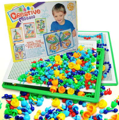 【天天特价】儿童创意拼图组合拼板智力蘑菇钉拼插早教益智玩具