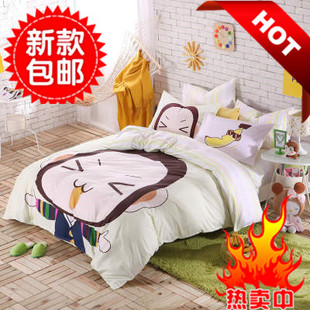 韩式学生宿舍纯棉全棉床上四件套1.5米1.8m床2m床单卡通双人被套