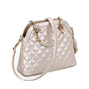 2015促销新款时尚OL女士菱格印花PU手提袋欧美风格条纹包包
