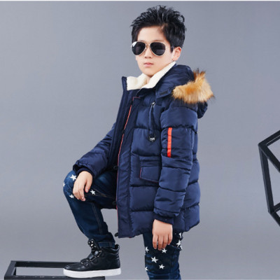 2015冬季中大男童加厚棉衣韩版新品休闲毛领可拆卸帽男童保暖大衣