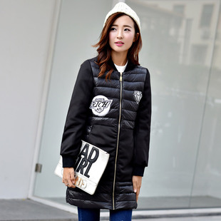 MISSFOFO2015冬季新品韩版修身羽绒服中长款时尚棒球服保暖女装
