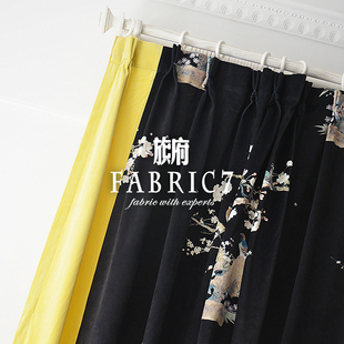 现代中式风格花鸟系列植绒布料定制窗帘专用装饰抱枕床品布料