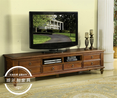 东南亚复古做旧实木电视柜 美式乡村卧室客厅高端欧式实木电视柜